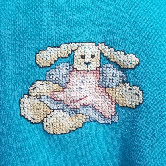 Sweats Appeal by tultex blue vintage seater with bunny 80s size medium - Picture 2 of 4